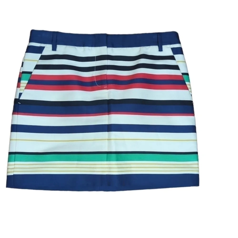 J. Crew striped preppy white  bright cotton summer coastal mini skirt NWT  sz 2